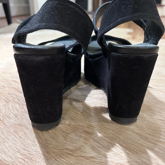 Pedro Garcia Black Suede Wedge Sandal 36.5 - Picture 3 of 7